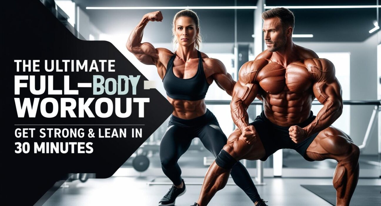 A fit muscular man and woman doing an intense full body workout