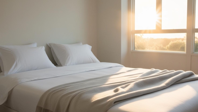A peaceful early morning bedroom