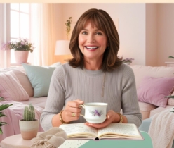 Collage or scene showing a happy person journaling