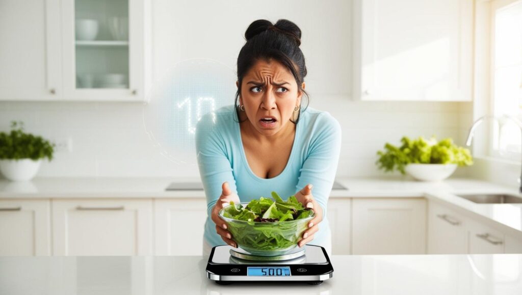 Frustrated person standing on a scale