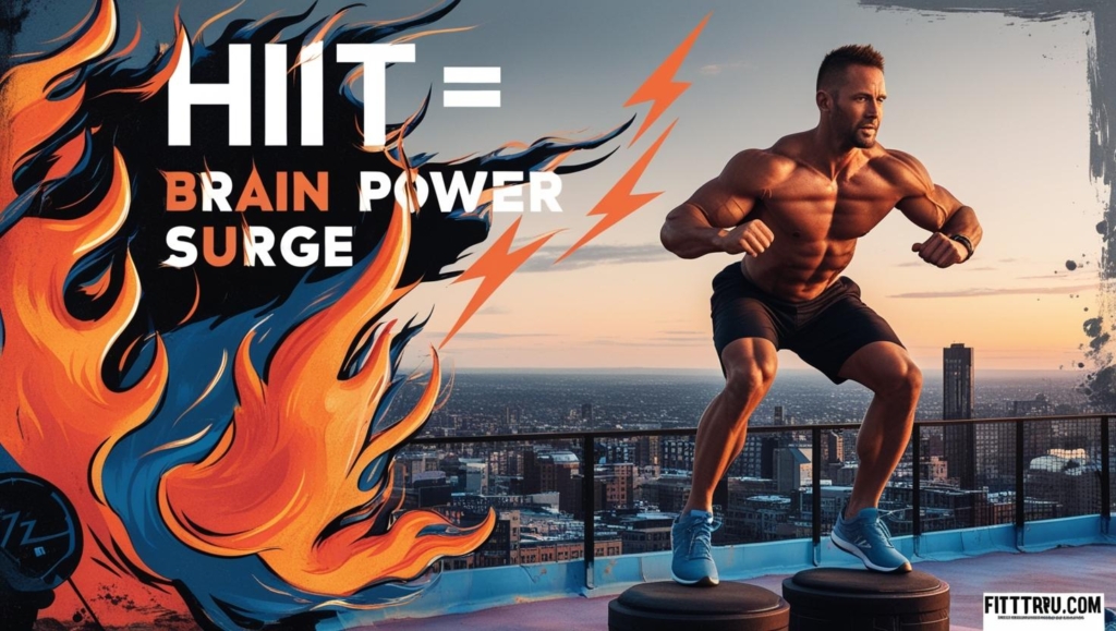 Man doing high knees or squat jumps on a rooftop