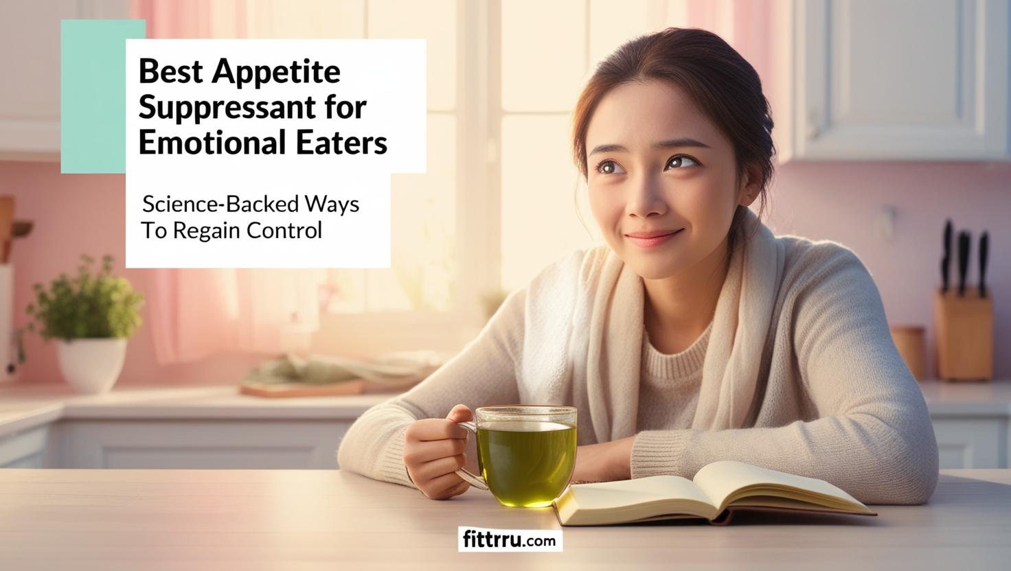 Young woman sitting at a cozy kitchen table looking contemplative but empowered