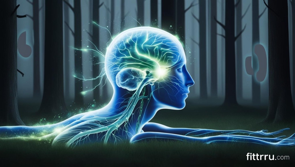 human nervous system glowing softly