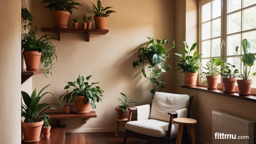 indoor plants wooden textures and natural light