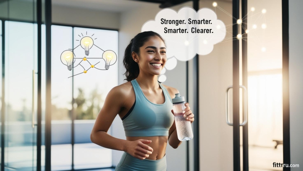 person post workout holding a water bottle