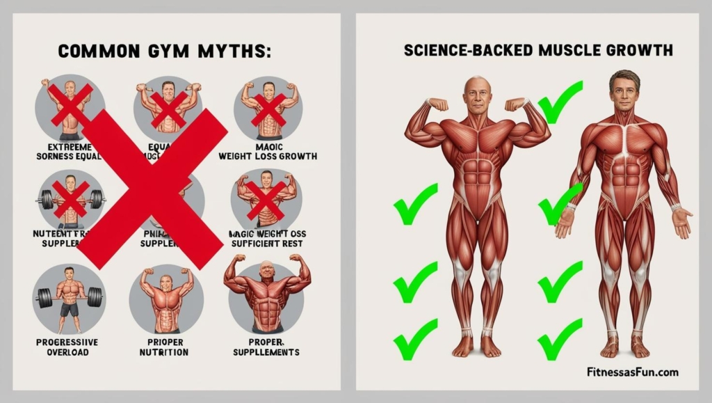 showing science backed muscle growth methods with green check marks