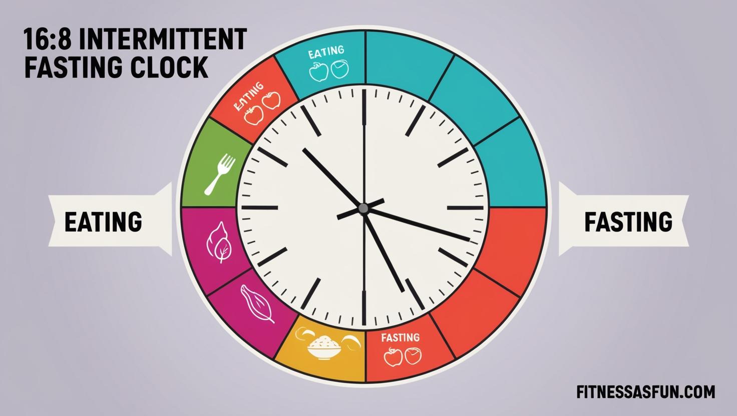 16 8 intermittent fasting clock with food and fasting zones labeled
