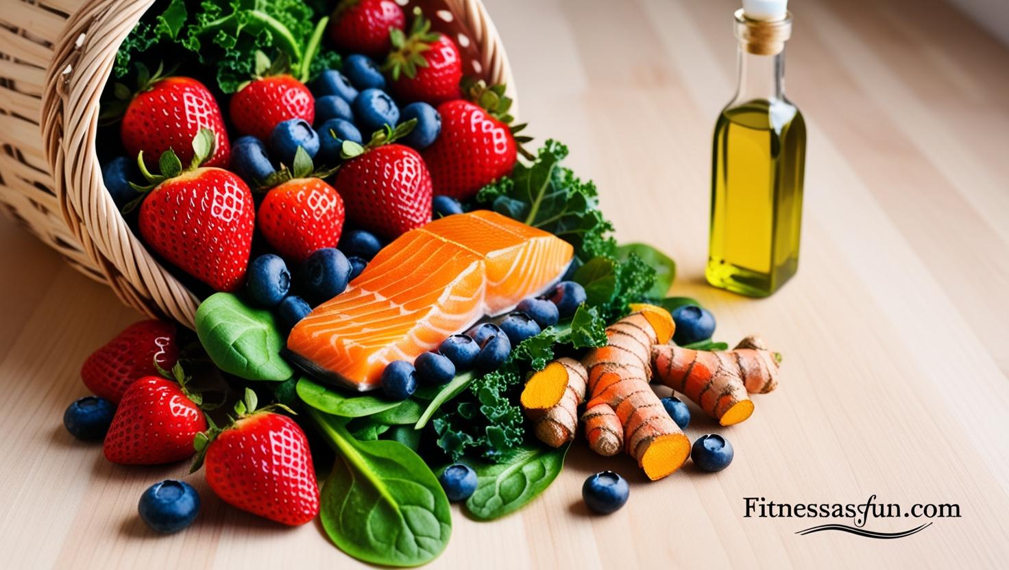 A grocery basket overflowing with colorful anti inflammatory foods