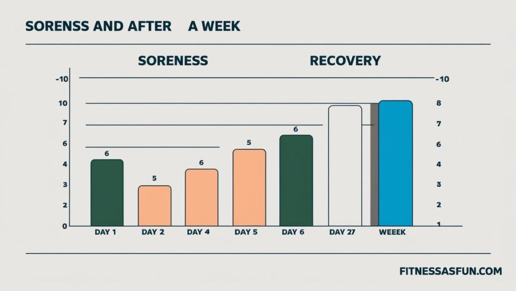 Before and after chart of soreness recovery scores over a week with foam rolling