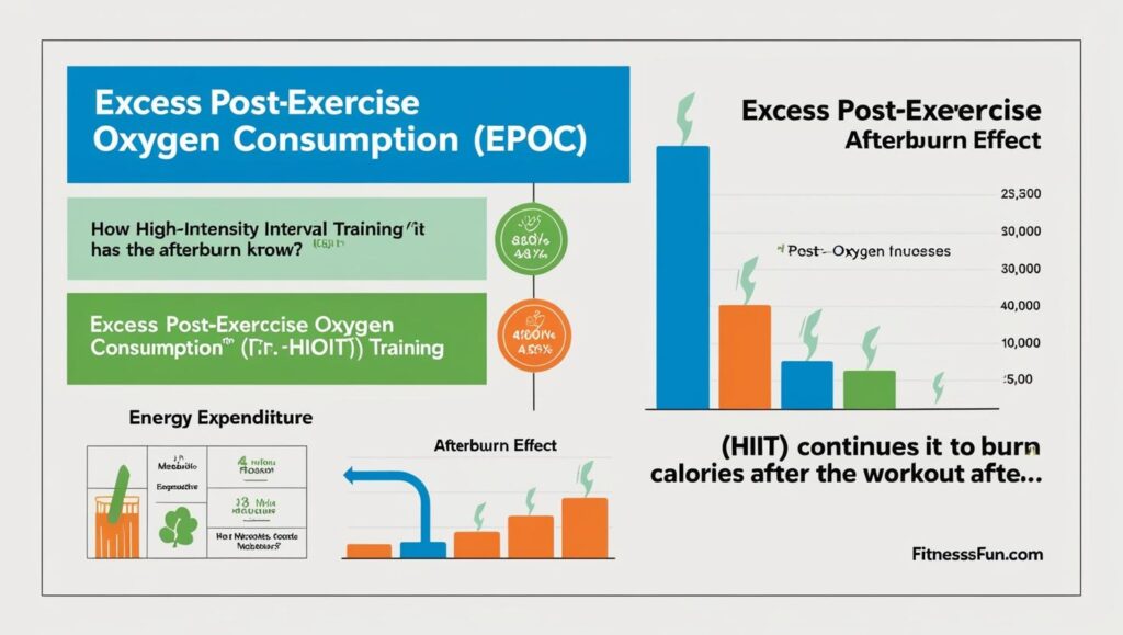 Visual Infographic illustrating EPOC showing how HIIT burns calories