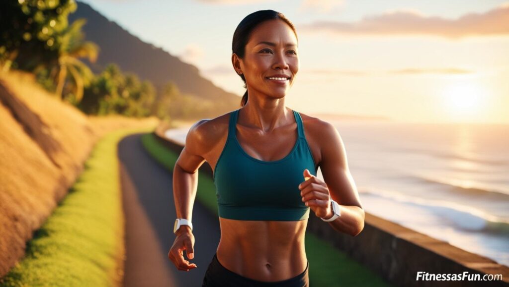 person jogging during sunrise symbolizing morning exercise and sleep optimization